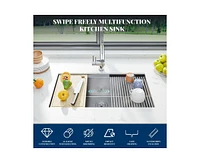 gaomon Kitchen Sink, Inch Brushed Nickel Undermount Kitchen Bar Sink with Single-tier Track, Stainless Steel 16 Guage Single Bowl Kitchen Sinks