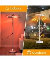 Gymax 1500W Standing Electric Heater w/ Double-sided Heating Infrared Patio Heater