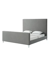 Inspired Home Stefania Linen Platform Bed Queen Size