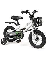 Hongge 12 Inch Kids Bike Children Bicycle with Training Wheels for 3-4 Years Old-White