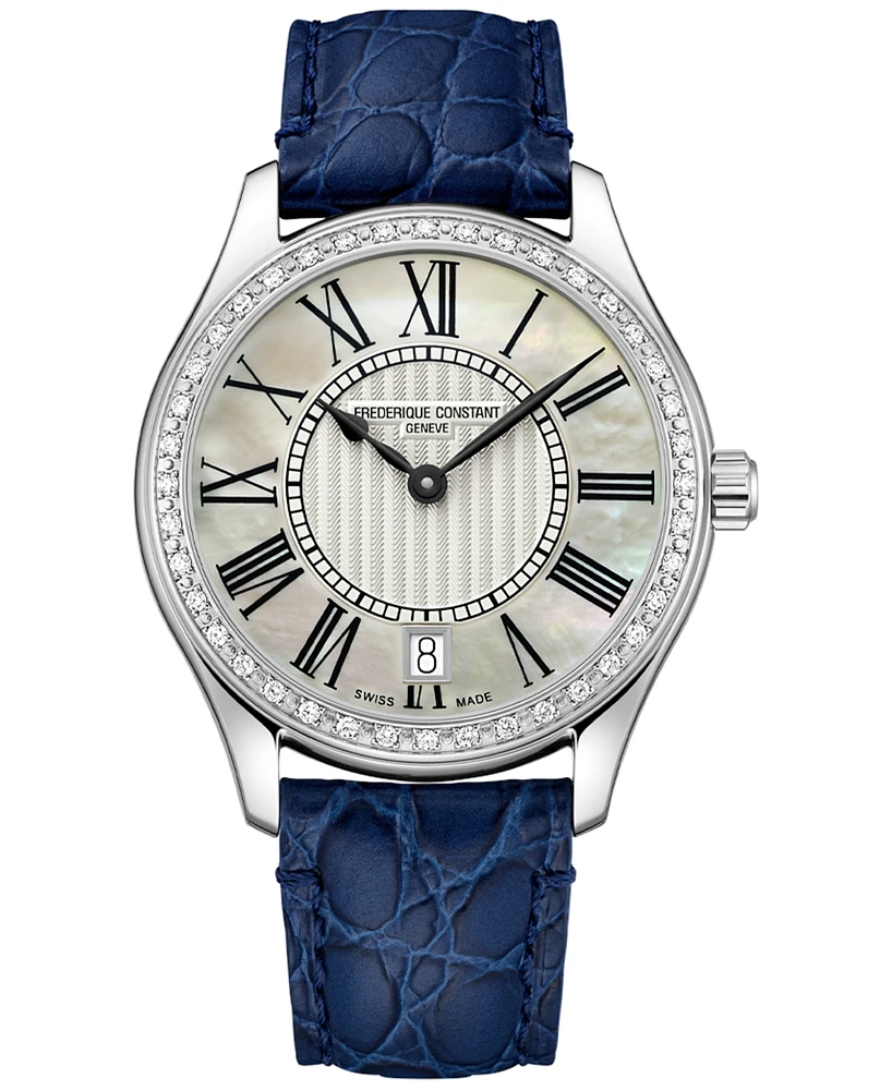 Frederique Constant Women's Swiss Classics Diamond (1/3 ct. t.w.) Leather Strap Watch 36mm