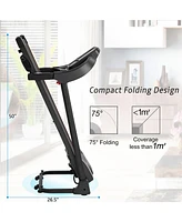 Slickblue Compact Folding Treadmill, Motorized Running & Jogging Machine with Audio Speakers & Incline Adjuster