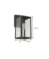 Flynama Dusk to Dawn Sensor Outdoor Wall Light, Waterproof Outdoor Wall Lamps, Wall Sconce with Seeded Glass, Matte Black