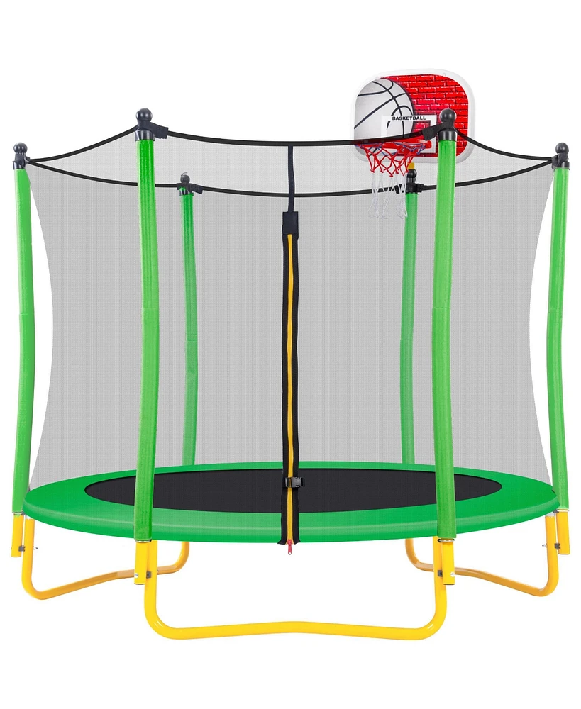 Slickblue 5.5FT Kids Trampoline with Safety Enclosure, 65" Mini Toddler for Indoor & Outdoor Use