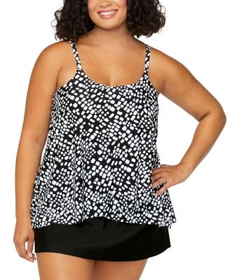 Island Escape Plus Size Cape Town Printed Tankini Plus Size Tummy Control Swim Skirt Exclusively At Macys