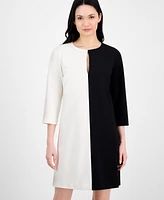 Anne Klein Women's Colorblocked 3/4-Sleeve Shift Dress