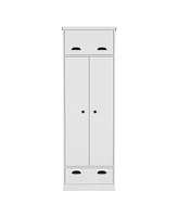 Depot E-Shop Tifton Armoire with Hinged Drawer, 2-Doors, and 1-Drawer, White