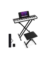 Hongge 61-Key Portable Electronic Keyboard Piano Complete Digital Piano Set with Stand and Stool