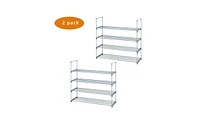 Slickblue Set of 2 Gray 4-Tier Shoe Rack Towers for Bedroom, Entryway, Hallway, and Closet Storage Organizer