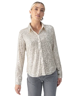 Sanctuary Women's Radiant Long-Sleeve Sequin Shirt