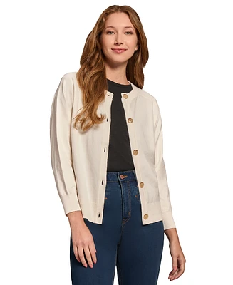 Jones New York Women's Saddle-Shoulder Button Cardigan
