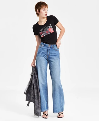 Guess Women's Bellflower High-Rise Wide-Leg Jeans