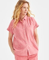 Style & Co Petite Printed Cotton Button-Front Camp Shirt, Exclusively at Macy's