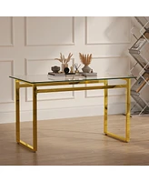 Rectangular Glass Dining Table With Golden Chrome Legs