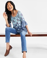 Style & Co Women's Printed On-Off Ruffled Blouse, Exclusively at Macy's