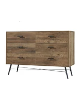 Slickblue 6-Drawer Chest, Rustic Walnut Dresser Tv Stand, Large Storage Tower for Bedroom, Closet & Hallway