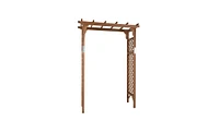 Slickblue Beautiful And Practical Flat-Topped Wooden Arch Garden Arch Dark Brown