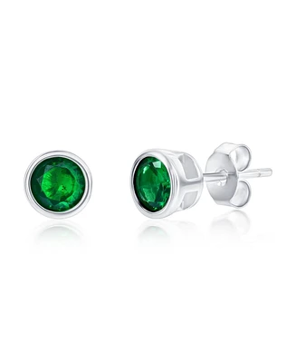 Simona Sterling Silver 6mm Bezel-Set Cz Stud Earrings