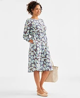 Style & Co Women's Printed Metallic Midi Dress, Exclusively at Macy's