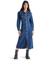 Steve Madden Women's Maxine Denim Maxi Shirtdress