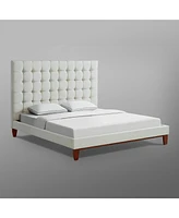 Inspired Home Telford Linen Button Tufted Platform Bed King Size