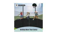 Slickblue 14FT Trampoline for Kids with Safety Enclosure Net, Basketball Hoop, and Ladder—Easy Assembly Round Outdoor Recreational Trampoline