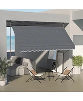 Outsunny 11.5' x 4' Retractable Awning, Non-Screw, Dark