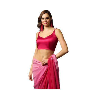 One Minute Saree Women's Ashley Fuscia Sleeveless Sweetheart Blouse