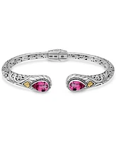 Devata Topaz & Bali Cuff Bracelet in Sterling Silver and 18K Gold Accents