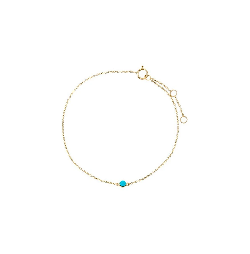 By Adina Eden Turquoise Solitaire Chain Bracelet 14K