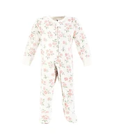 Hudson Baby Girls Thermal Zipper Sleep and Play 2pk, Soft Pink Sage Rose, 0-3 Months