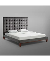 Inspired Home Telford Velvet Button Tufted Platform Bed King