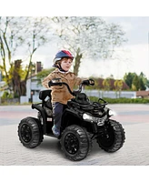 Hongge 12V Kids Ride On Atv 4 Wheeler with MP3 and Headlights-Black