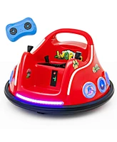 Hongge 12V Electric Ride On Car with Remote Control and Flashing Led Lights-Red