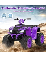 Hongge 24V Kids Ride-On Electric Atv with Wireless Connection for Toddlers 3-8 Years Old-Purple