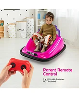 Hongge 12V Kids Bumper Car Ride on Toy with Remote Control and 360 Degree Spin Rotation-Pink