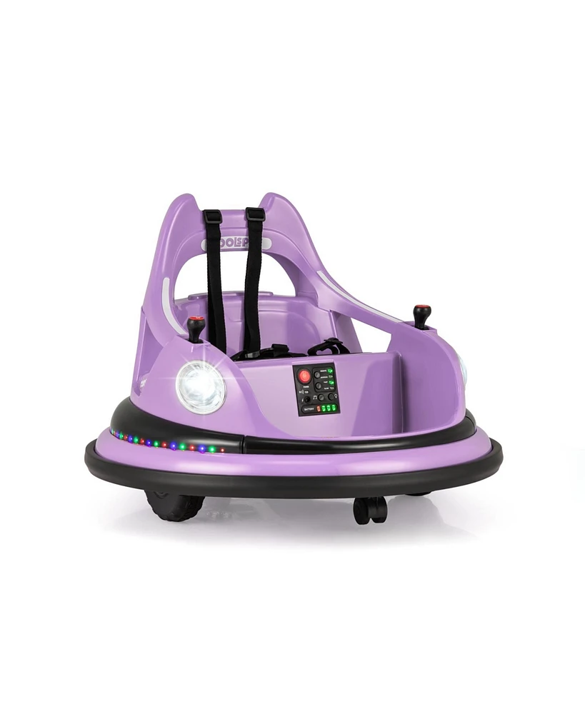 Hongge 12V Kids Ride On Bumper Car with Remote Control and Dual Joysticks-Purple