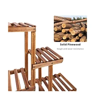 Unho 6 Tier Wood Garden Plant Rack Storage Flower Pot Stand for Indoor and Outdoor