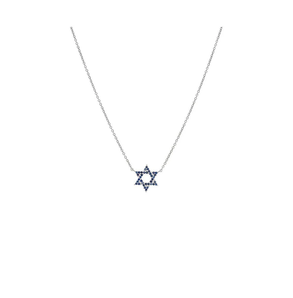 By Adina Eden Sapphire Blue Star Of David Necklace 14K