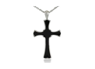 Sterling Silver Black Cross Cremation Pendant with 18 inch Necklace
