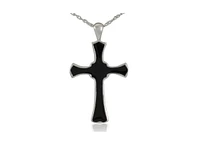 Sterling Silver Black Cross Cremation Pendant with 18 inch Necklace