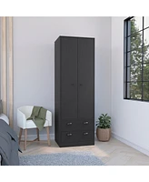 Depot E-Shop Bonaire Armoire with 2-Drawers and 2-Doors, Black