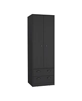 Depot E-Shop Bonaire Armoire with 2-Drawers and 2-Doors, Black