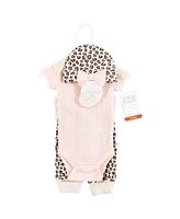 Hudson Baby Baby Girls Thermal Preemie Layette Set 4pc Short Sleeve Outfit, Leopard, Preemie