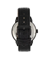 Heritor Automatic Sanford Semi-Skeleton Leather-Band Watch