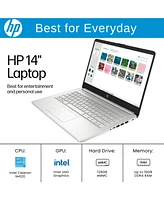 Hp Essential 14" Daily Traditional Laptop Intel Celeron N4120 4GB Ram Intel Uhd Graphics 128GB eMMC Storage Windows 11 Home Hd 60Hz - Silver