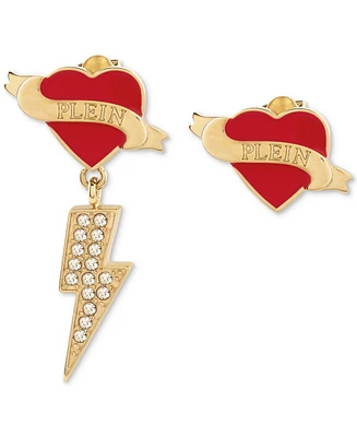 Philipp Plein Valentine Stud Earrings in Gold-Plated Stainless Steel