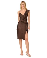 Adrianna by Adrianna Papell Women's Metallic Ruffled Sleeveless Sheath Dress