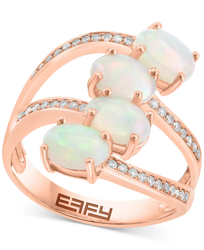 Effy Ethiopian Opal (1-3/4 ct. t.w.) & Diamond (1/5 ct. t.w.) Split Statement Ring in 14k Rose Gold