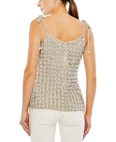 Women's Crystal Embellished Soft Tie Cami Top